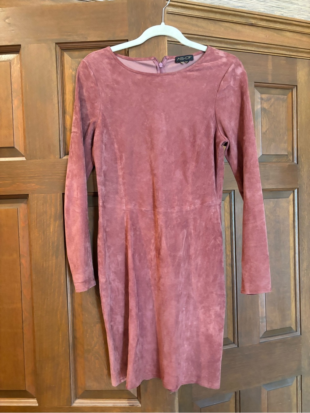 AS by DF Plum Pink Long-Sleeve REAL Lamb suede leather  Dress